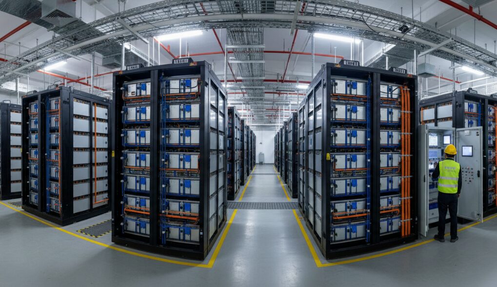 Neatly arranged batteries